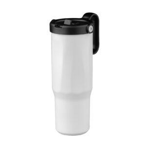 EXPLORER Powder Coating – Versatile 900ml Recycled Stainless Steel Mug with Straw
