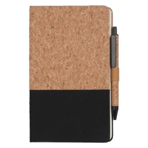 BORSA - eco-neutral A5 Cork Fabric Hard Cover Notebook and Pen Set Black