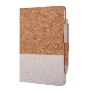 BORSA - eco-neutral A5 Cork Fabric Hard Cover Notebook and Pen Set White