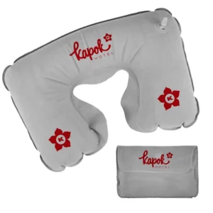Inflatable Neck Pillow with Pouch – Grey