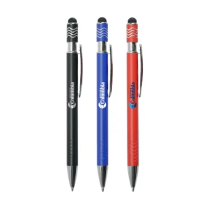 Stylus Metal Pens with Wave Design Top Spinner (Blue Ink)
