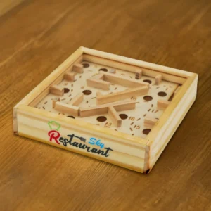 Wooden Maze Board Game with Silver Metal Ball – Labyrinth Balance Puzzle