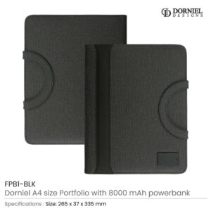 Dorniel Portfolio A4, Wireless Powerbank 8000mAh & LED Logo