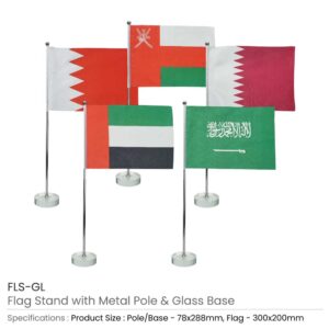 Flag with Metal Pole & Clear Glass Round Base