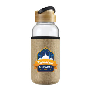 Glass Bottles with Bamboo Lid and Eco Sleeve, 1 liter – Ramadan Gifts