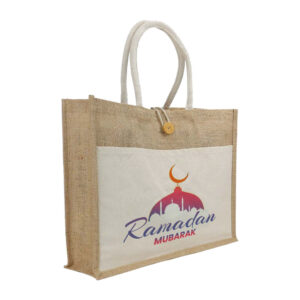 Jute Bags with Cotton Pocket and Handle – Ramadan Gifts