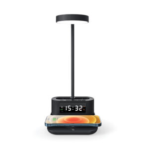 Desk Lamp with 15W Wireless Charger, Clock and Pen Holder