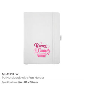 PU Notebook with Breast Cancer Awareness Logo