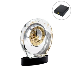 Round Crystal Clock Awards with Oval Glass Base