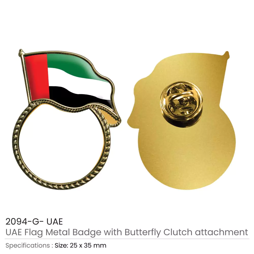 UAE Flag Design Badges in Metal